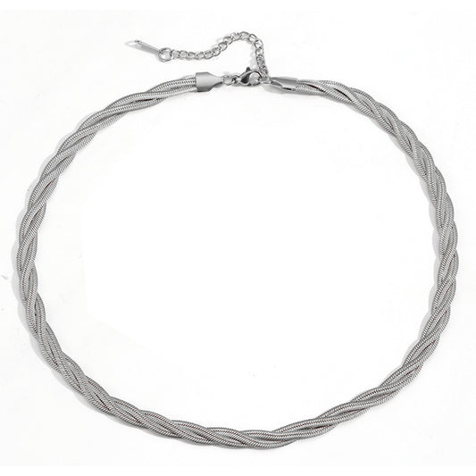 Halskette geflochten Silber Edelstahl 40 cm wasserfest rostfrei Damen Kette Karma