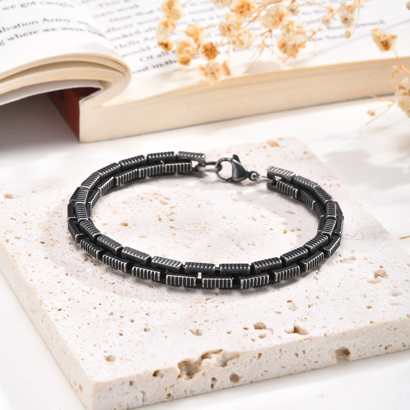 Herrenarmband Edelstahl grau KARMA