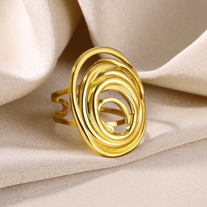 Schmuckset Gold Ring und Halskette Edelstahl vergoldet wasserfest hypoallergen rostfrei Karma