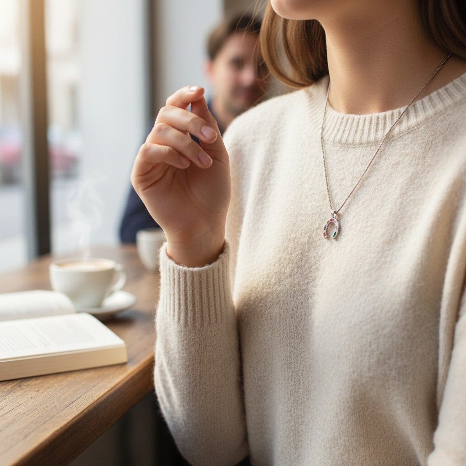 Halskette Hufeisen Silber Damen Edelstahl wasserfest hypoallergen Kette modern Karma