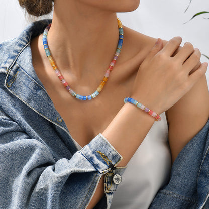 Schmuckset Halskette und Armband bunt KARMA