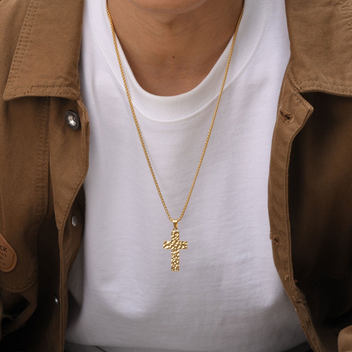 Halskette Kreuz Gold Edelstahl wasserfest hypoallergen Herren Kette KARMA