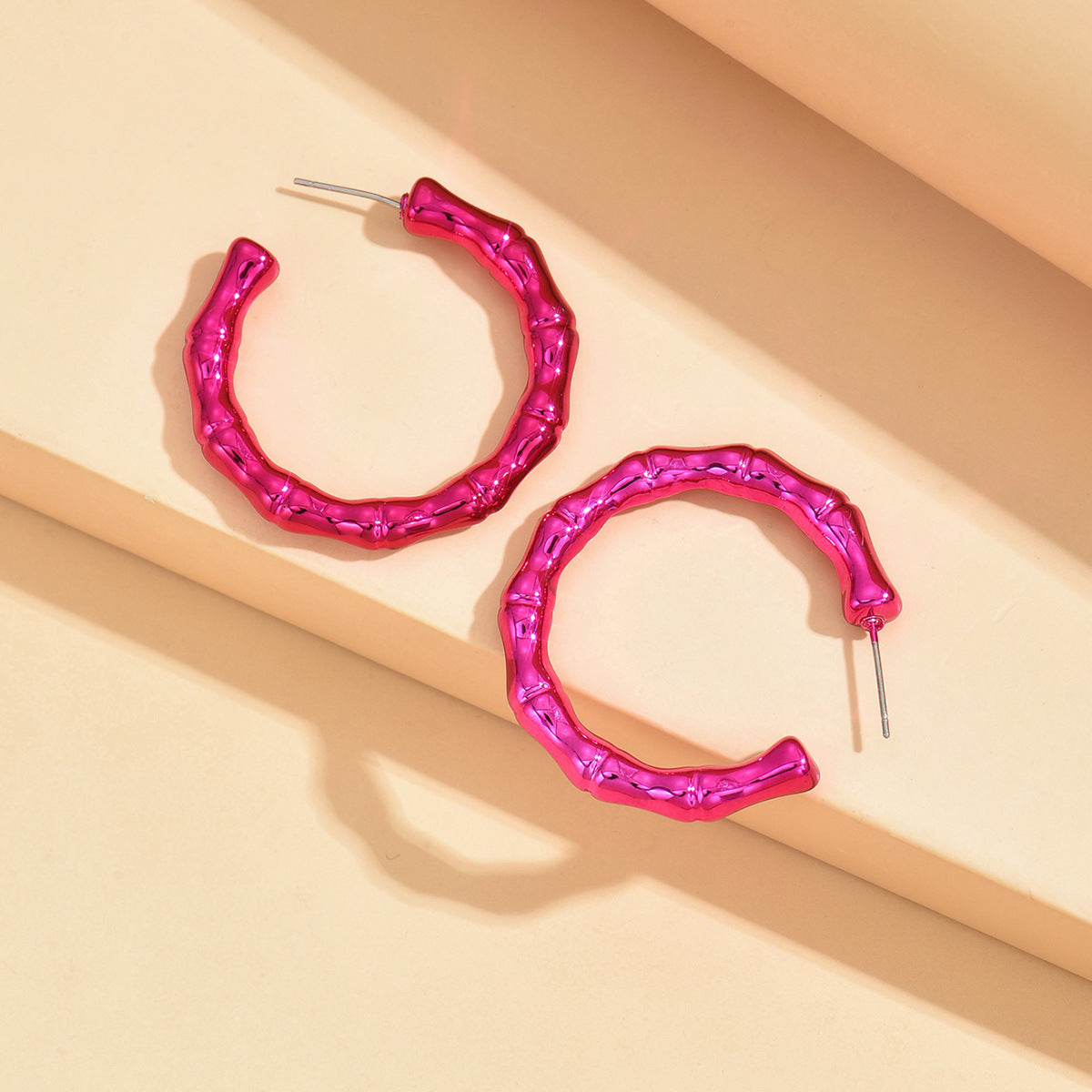 Creolen Damen Pink Acryl 3,8 cm Ohrringe extra leicht Karma