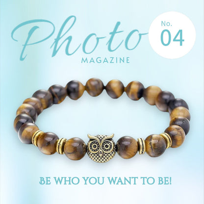 Perlenarmband Eule Natursteine KARMA