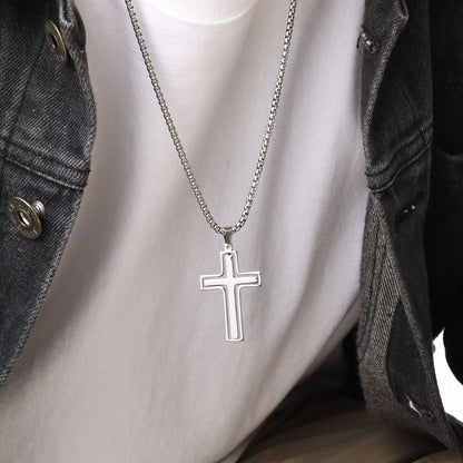 Herrenkette mit Anhänger Kreuz schwarz oder silber KARMA