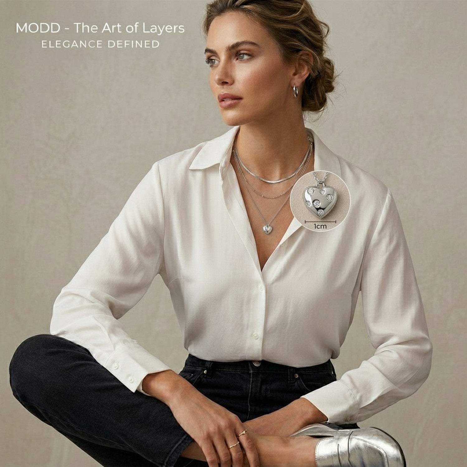 Layering Halskette Damen Silber Kette mehrlagig Karma