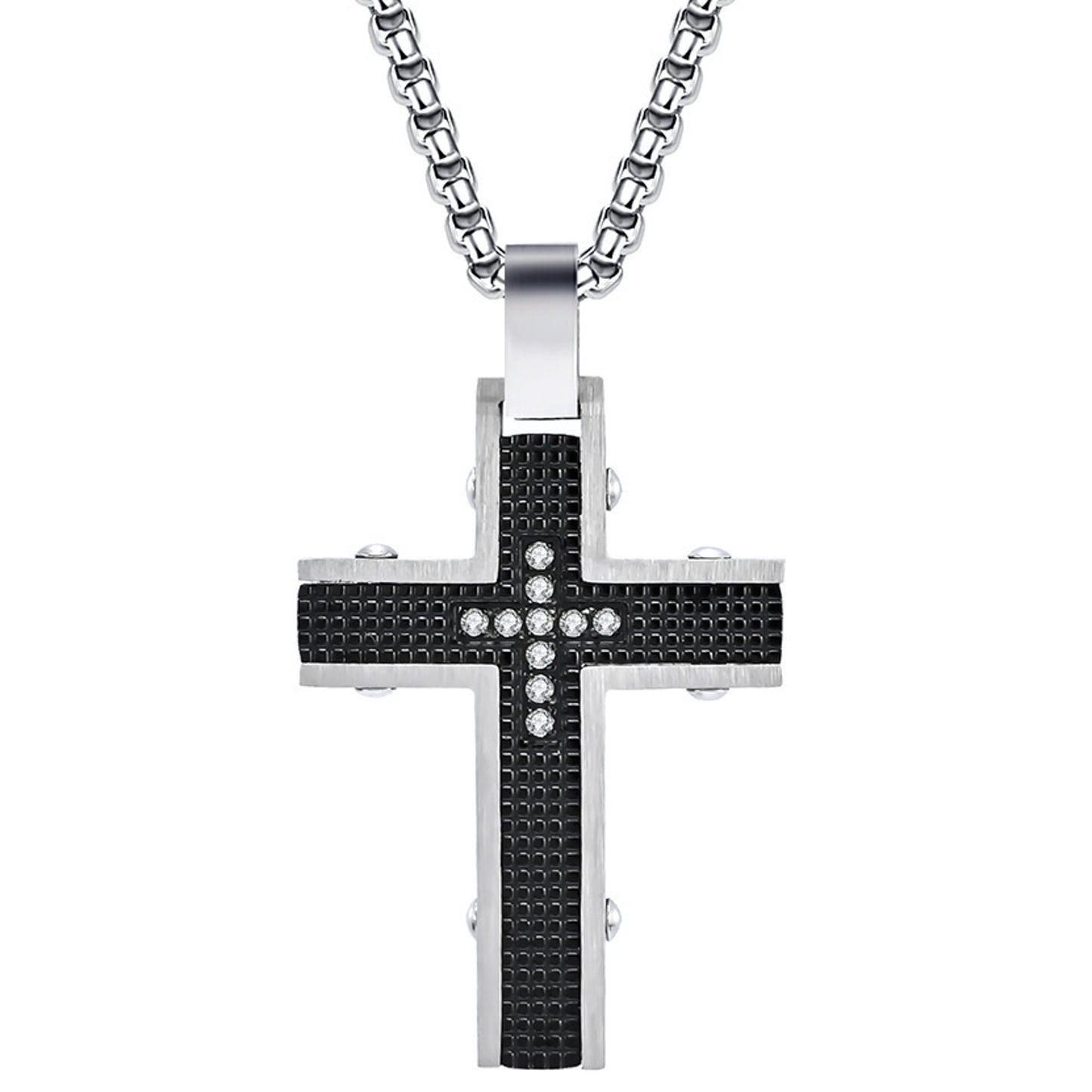 Halskette Kreuz Herren Schwarz 60 cm Herrenhalskette Edelstahl KARMA