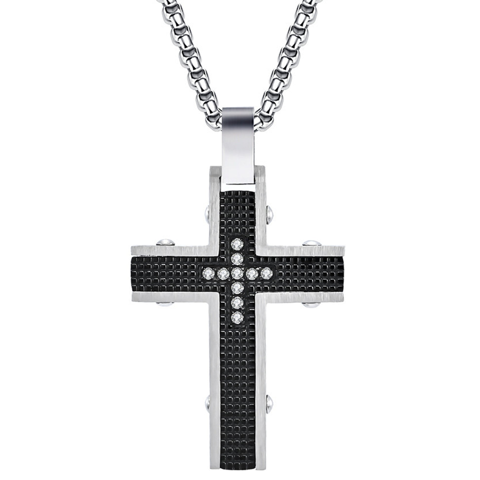 Halskette Kreuz Herren Schwarz 60 cm Herrenhalskette Edelstahl KARMA