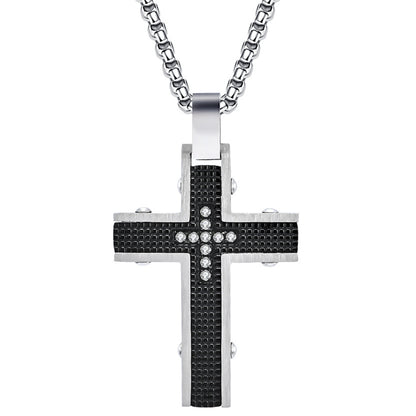 Halskette Kreuz Herren Schwarz 60 cm Herrenhalskette Edelstahl KARMA