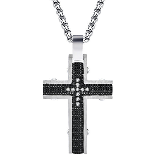 Halskette Kreuz Herren Schwarz 60 cm Herrenhalskette Edelstahl KARMA