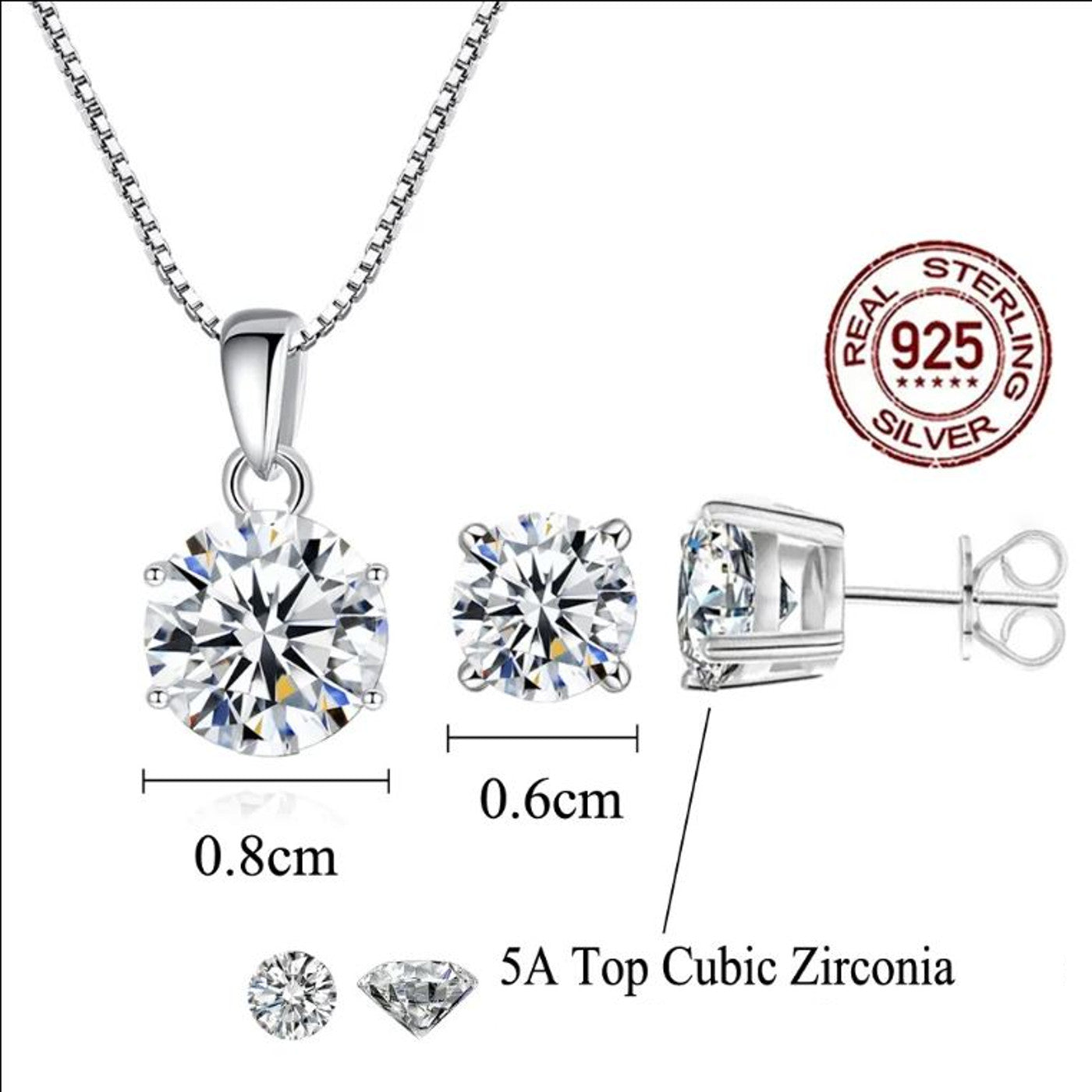 Schmuckset Silber 925 + Zircon in Schmuckbox Karma