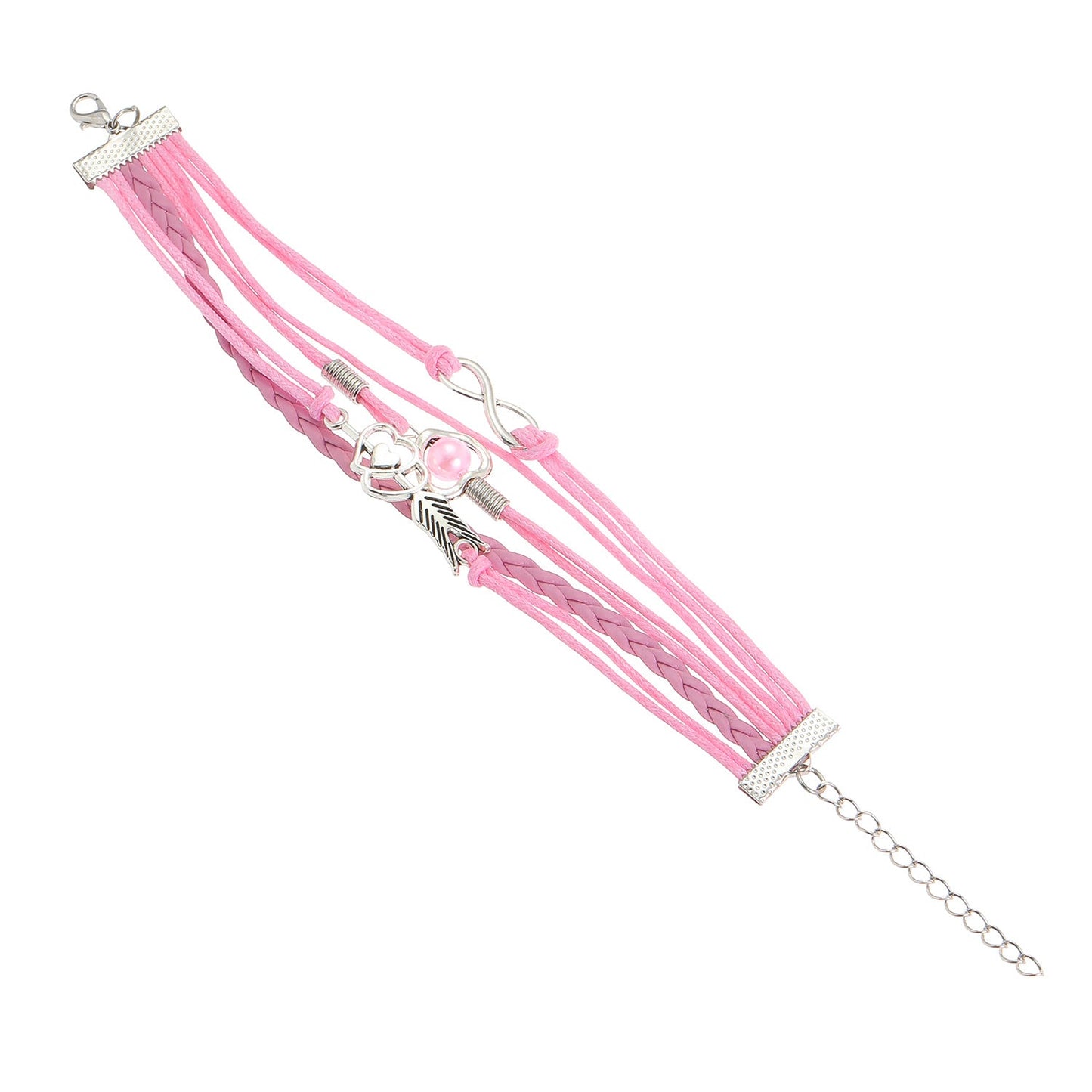 Lederarmband mehrreihig Damen lila, rosa od. türkis KARMA