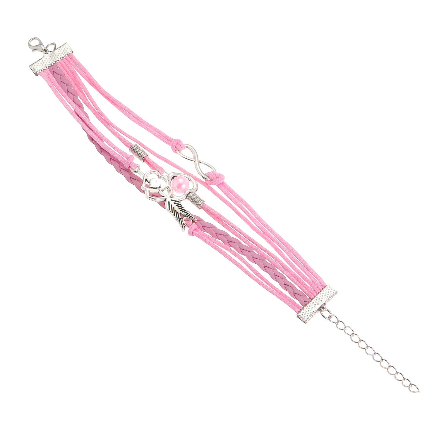 Lederarmband mehrreihig Damen lila, rosa od. türkis KARMA