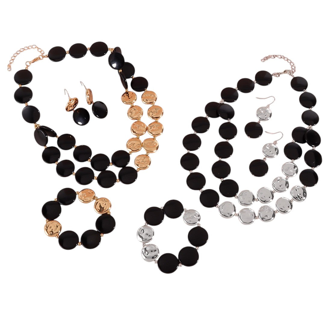 Schmuckset Acryl Schwarz Silber oder Gold Karma