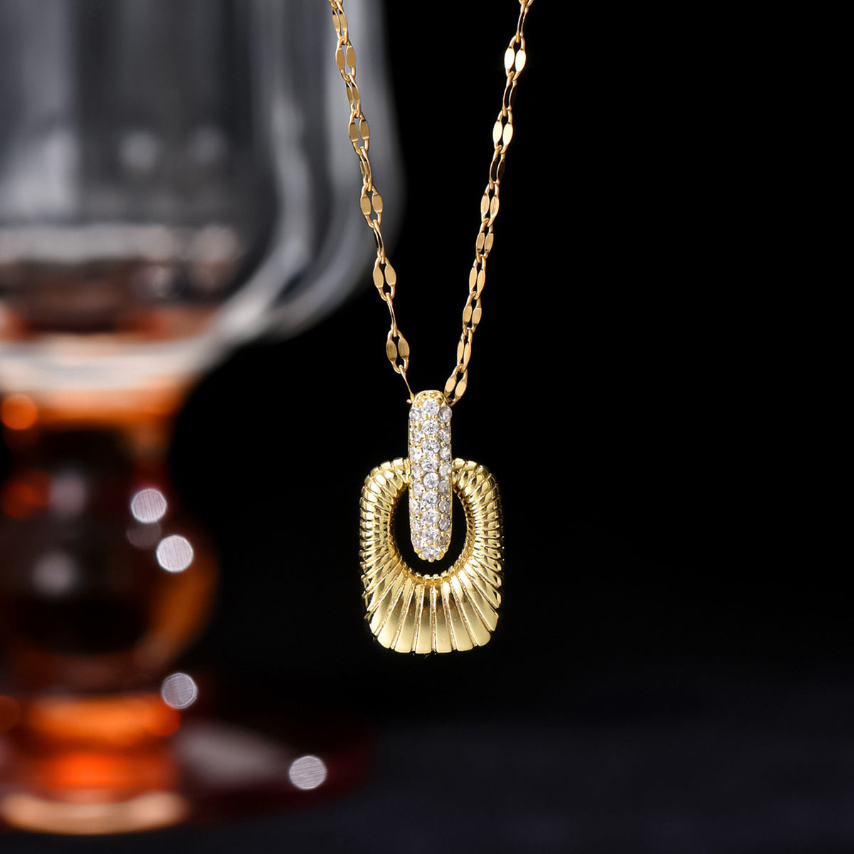 Schmuckset Damen Gold Edelstahl Halskette Ohrringe vergoldet Karma