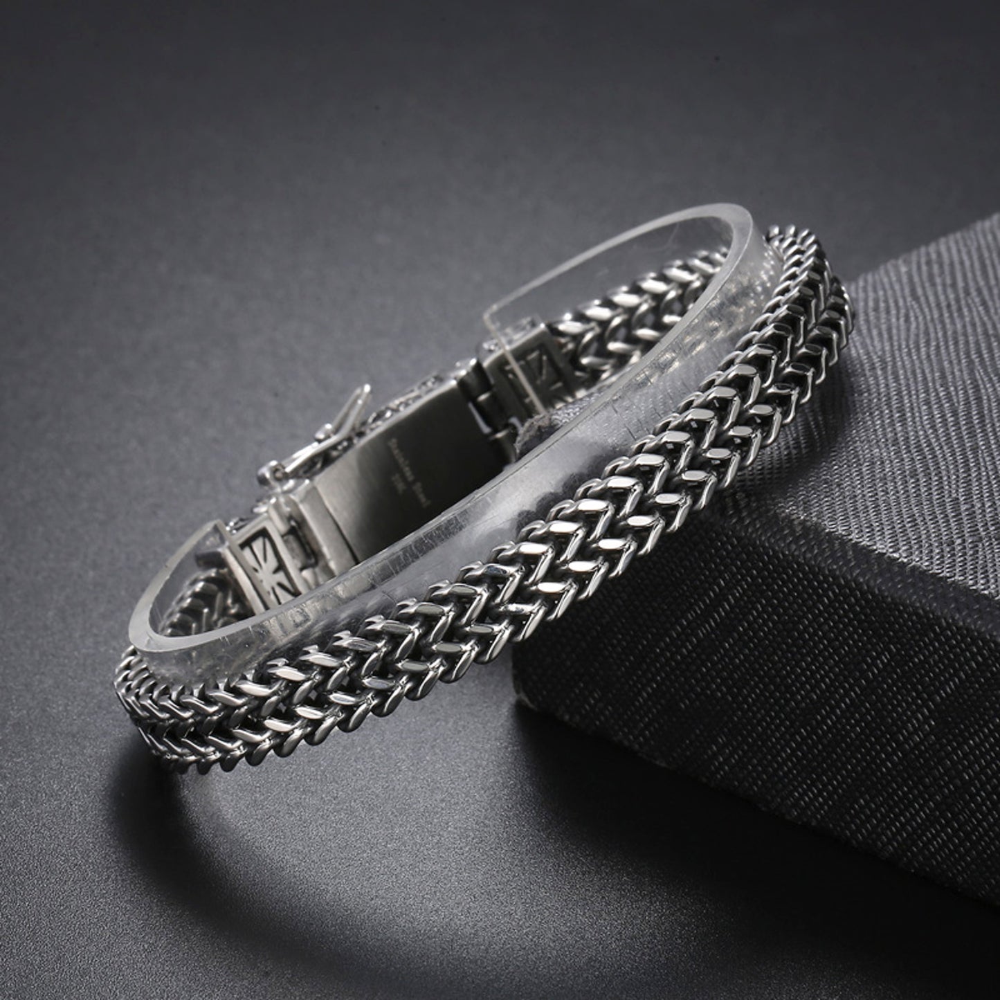 Armband Herren Vintage Silber 22 cm Edelstahl wasserfest hypoallergen rostfrei Karma