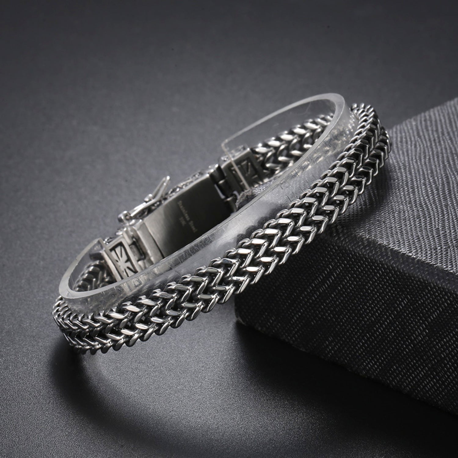 Armband Herren Vintage Silber 22 cm Edelstahl wasserfest hypoallergen rostfrei Karma
