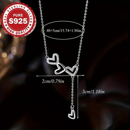 Halskette Herzen Silber 925 in Schmuckbox Karma