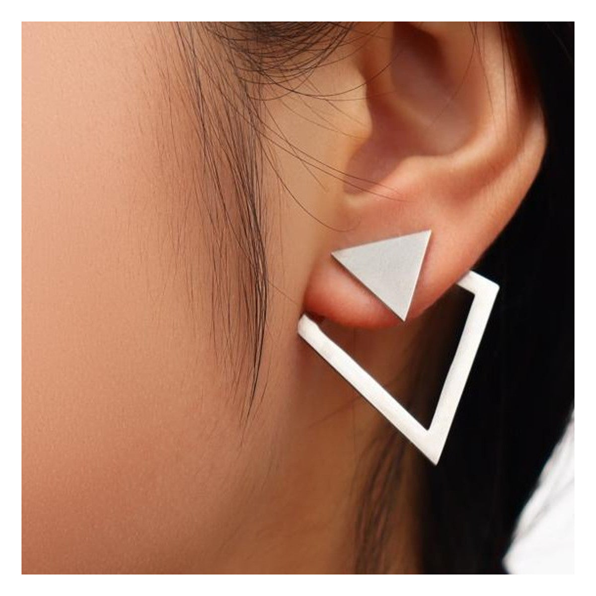 Ohrstecker Cut Out Silber Dreieck Edelstahl wasserfest hypoallergen Karma