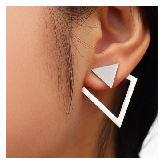Ohrstecker Cut Out Silber Dreieck Edelstahl wasserfest hypoallergen Karma