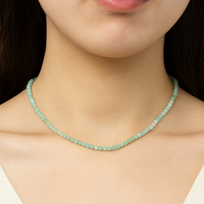 Naturstein Halskette Damen Zitronen Jade Hellgrün 39 cm Kette Karma