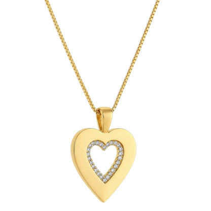 Halskette Herz Damen Gold Zirkone modern 45 cm Karma