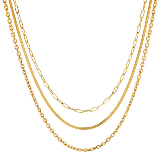 Layering Halskette Damen Gold verstellbar Kette vergoldet modern Karma