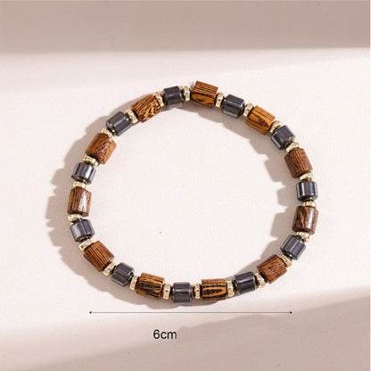 Armband Hämatit Holz Braun Gold KARMA