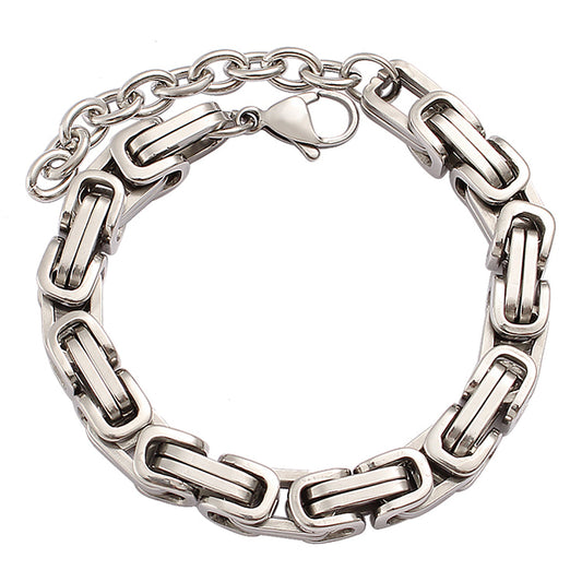 Königsarmband Damen Edelstahl Silber Armband Karma