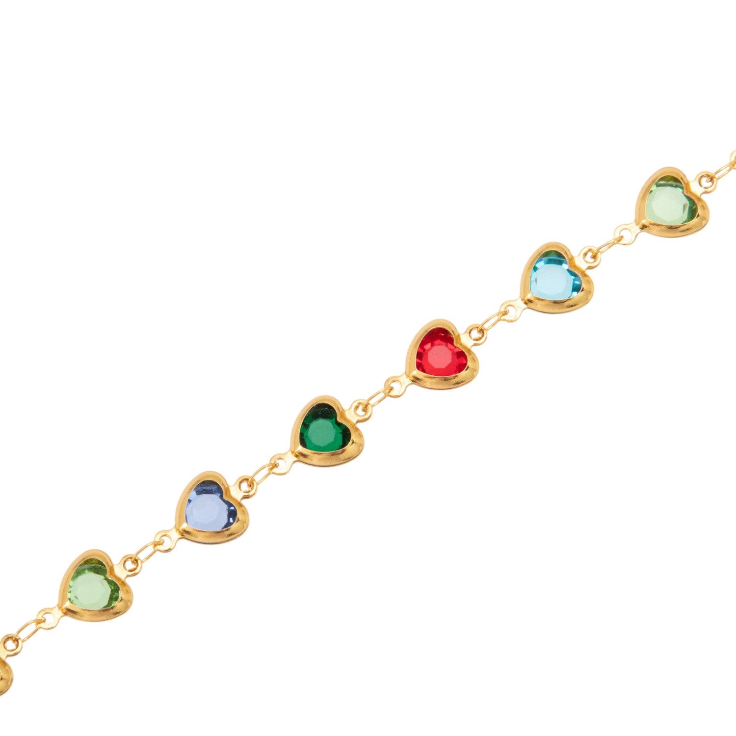 Schmuckset Herz Armband & Fußkette Gold bunt Edelstahl vergoldet wasserfest hypoallergen rostfrei Karma