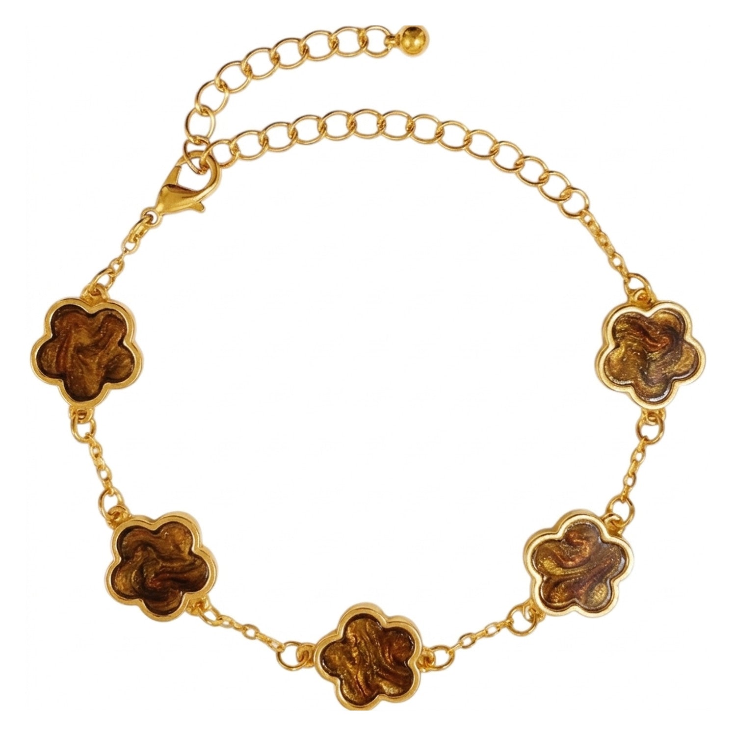 Armband Blume Gold Braun 17 cm Damenarmband Blumenarmband Karma