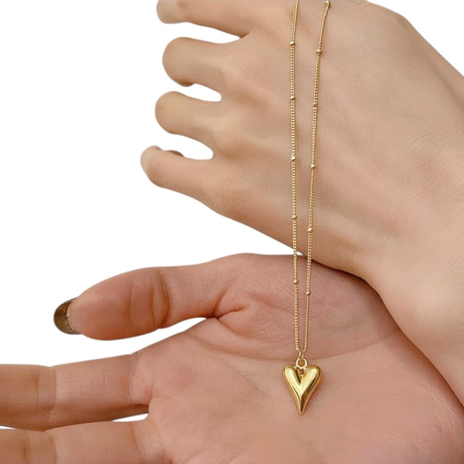 Halskette Herz Gold Damen Edelstahl 40 cm wasserfest hypoallergen Karma