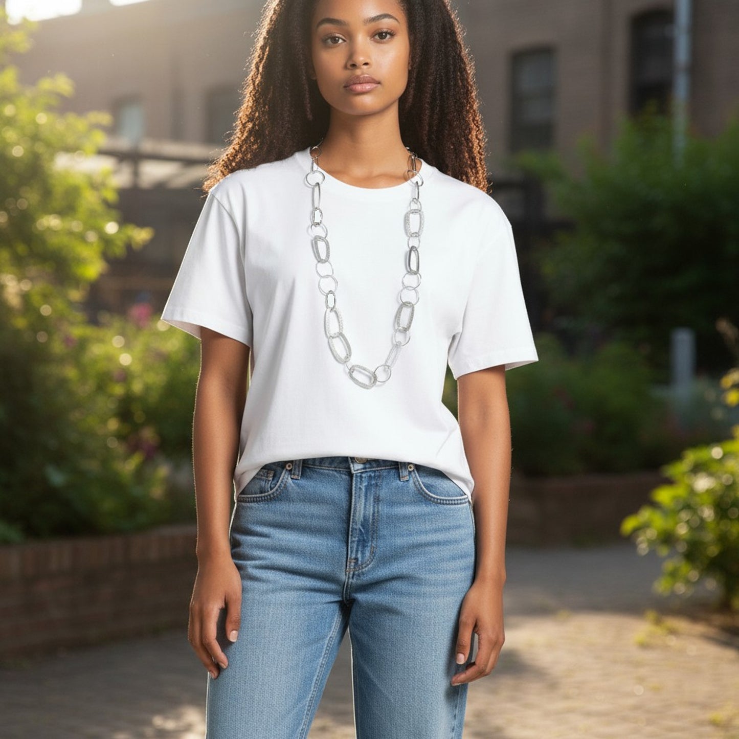 Lange Halskette Damen Gold modern 68 cm Damenhalskette Kette KARMA