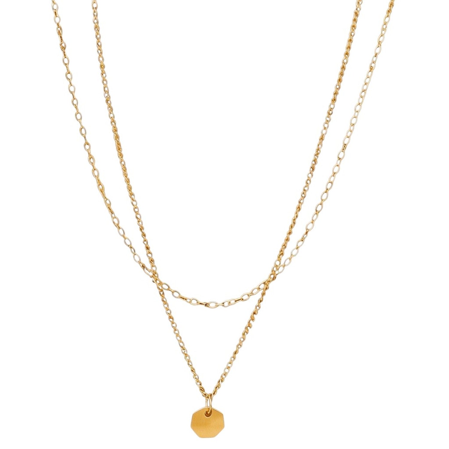 Halskette Damen filigran Layering Gold 42 cm Edelstahl Kette wasserfest hypoallergen rostfrei Karma