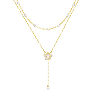 Halskette zweireihig Rose Gold Edelstahl Karma