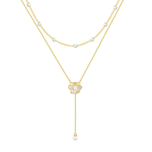 Halskette zweireihig Rose Gold Edelstahl Karma