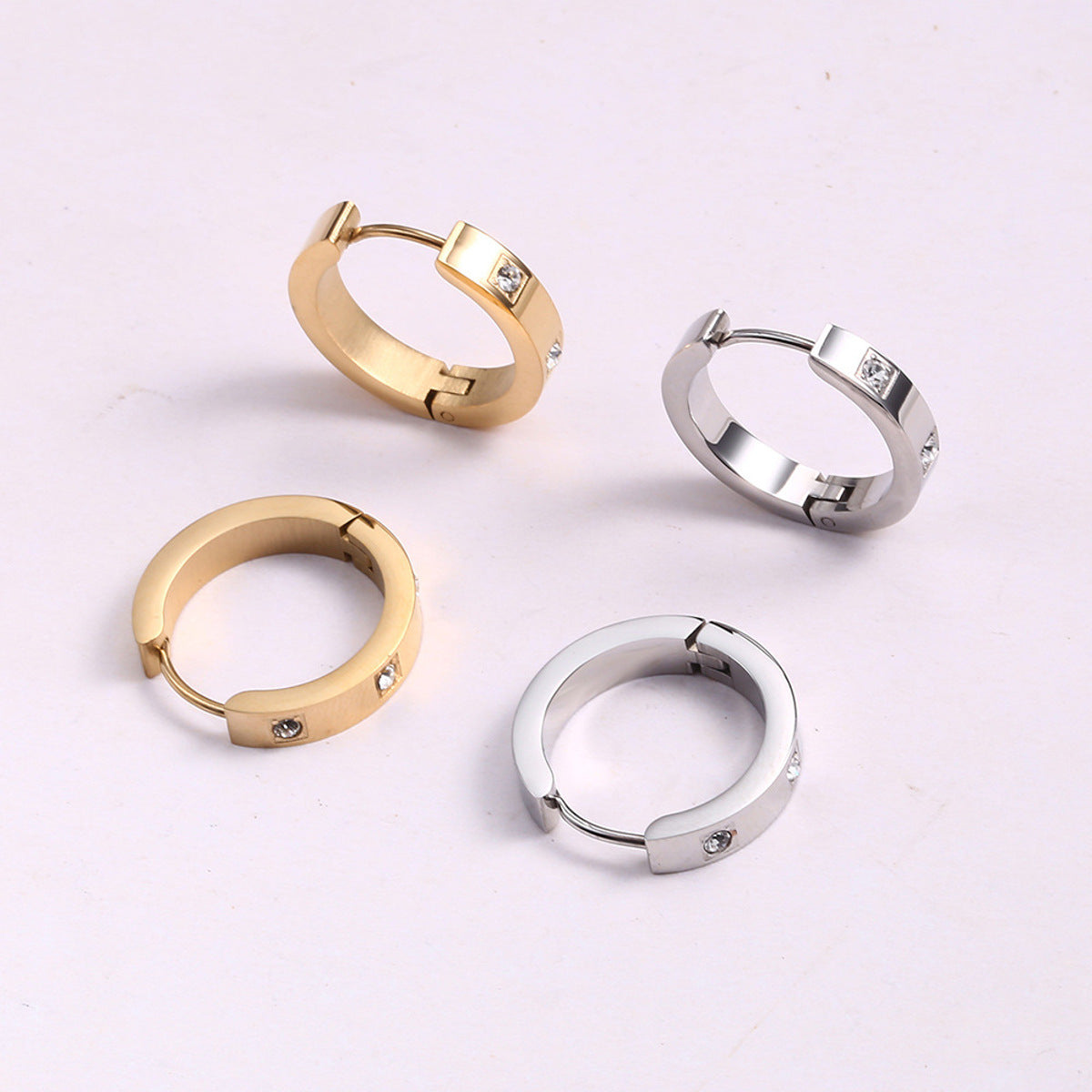Creolen mit 3 Kristallen Silber oder Gold KARMA