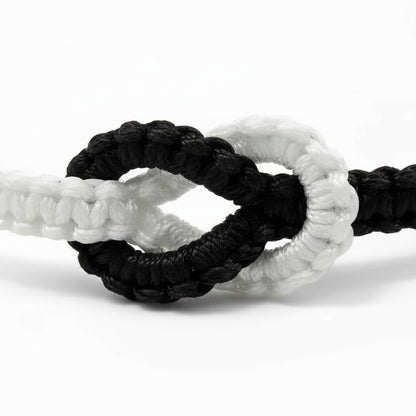 Partnerarmbänder Schwarz Weiß Texil einstellbar Armband Damen Herren Partnerschmuck Karma