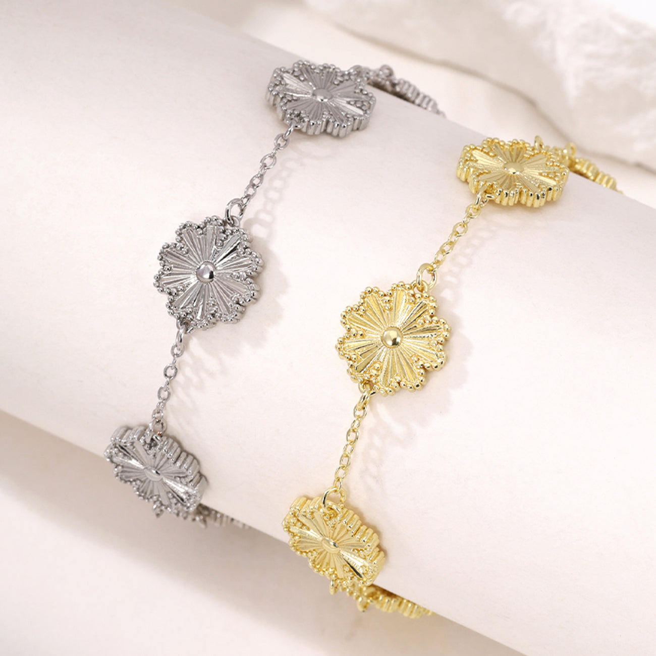 Damenarmband Blume Silber oder Gold KARMA