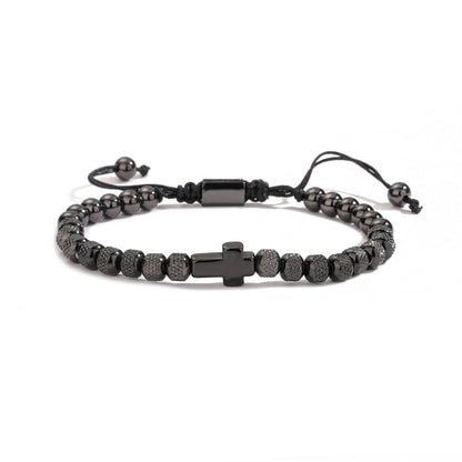 Herrenarmband mit Kreuz in Gold, Silber oder Schwarz KARMA