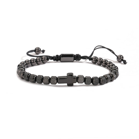 Herrenarmband mit Kreuz in Gold, Silber oder Schwarz KARMA