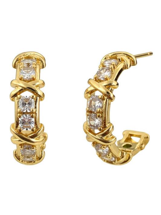 Damenohrringe mit Zirkonen gold Karma