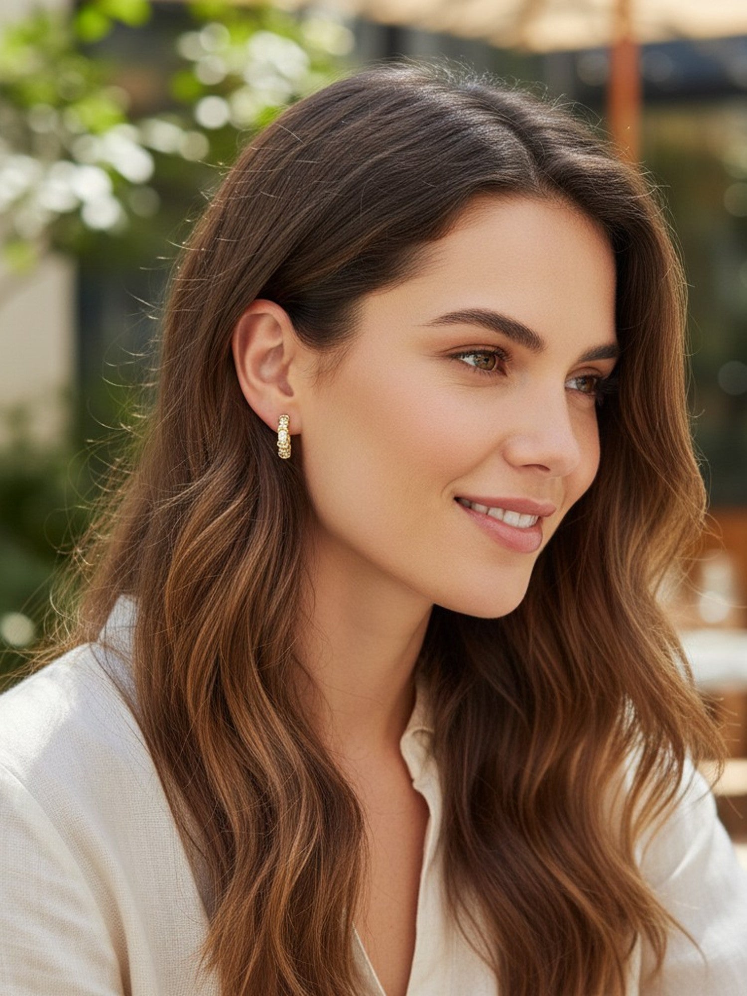 Damenohrringe mit Zirkonen gold Karma