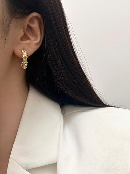 Damenohrringe mit Zirkonen gold Karma