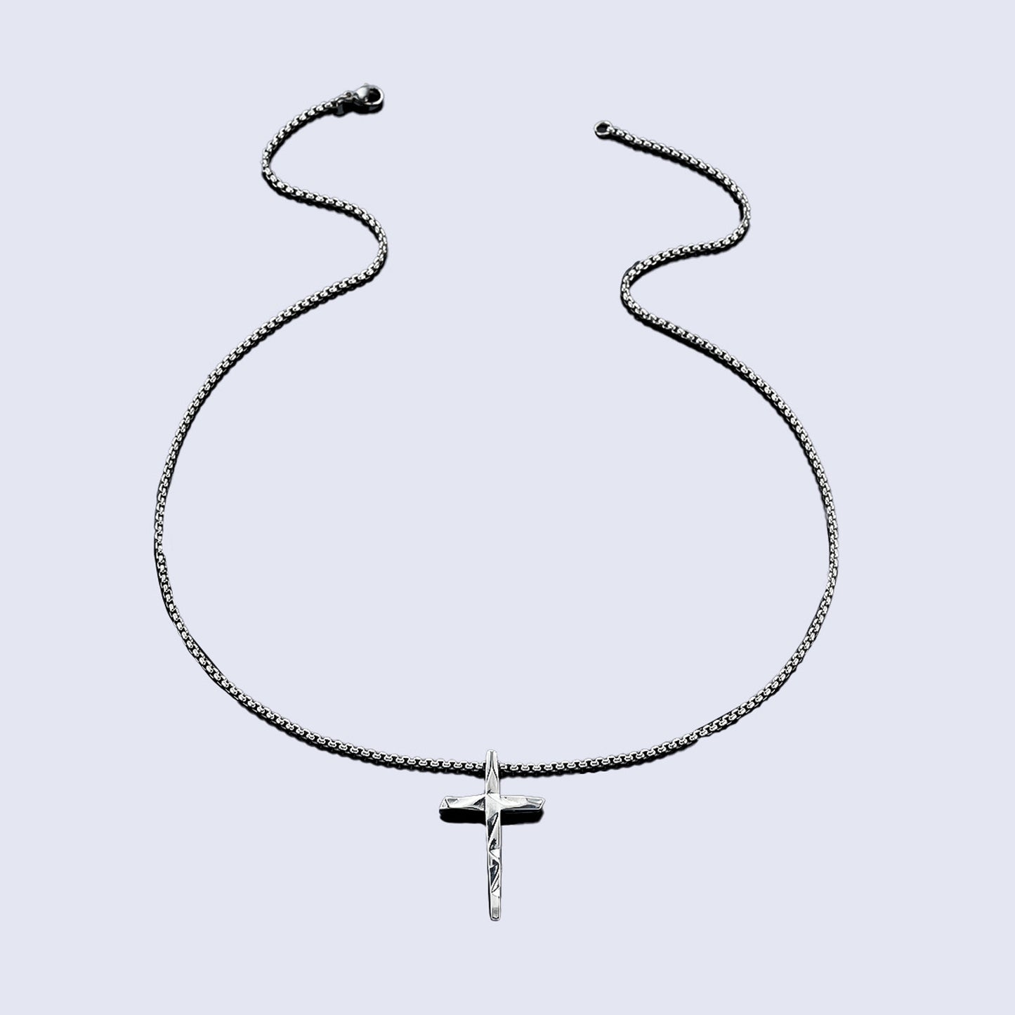 Halskette Herren Kreuz Schwarz 60 cm Edelstahl Kette wasserfest rostfrei hypoallergen Karma