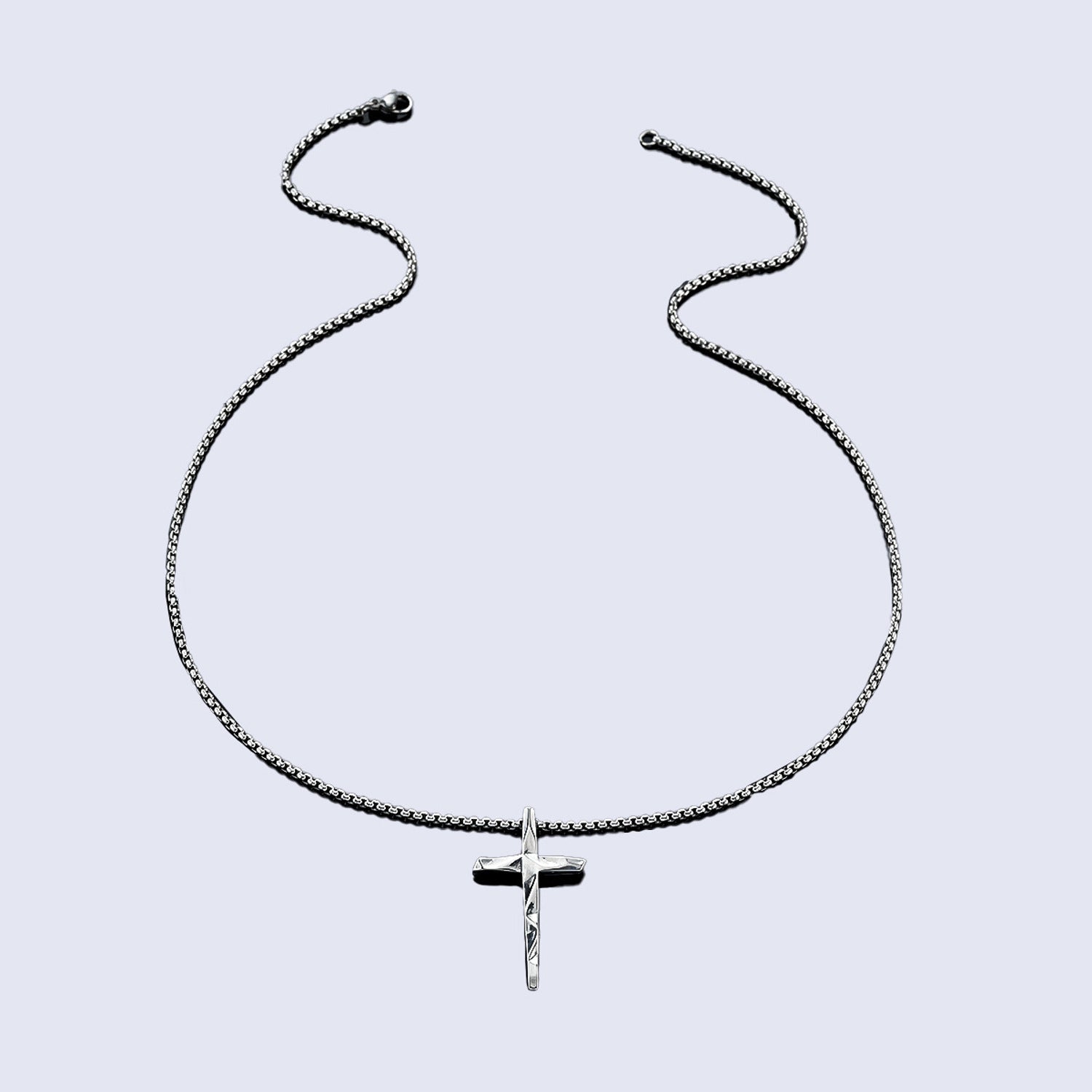 Halskette Herren Kreuz Schwarz 60 cm Edelstahl Kette wasserfest rostfrei hypoallergen Karma