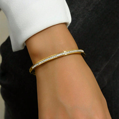 Armreif Edelstahl Gold mit Kristallen KARMA