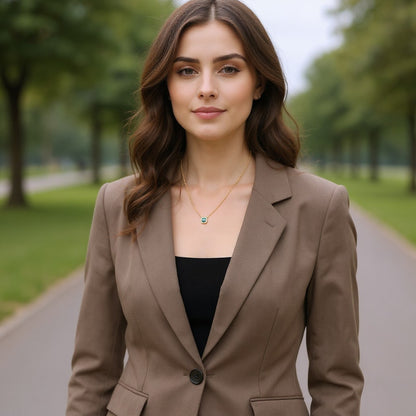 Damenhalskette mit Stein Anhänger Edelstahl Silber od. Gold modern Kette KARMA