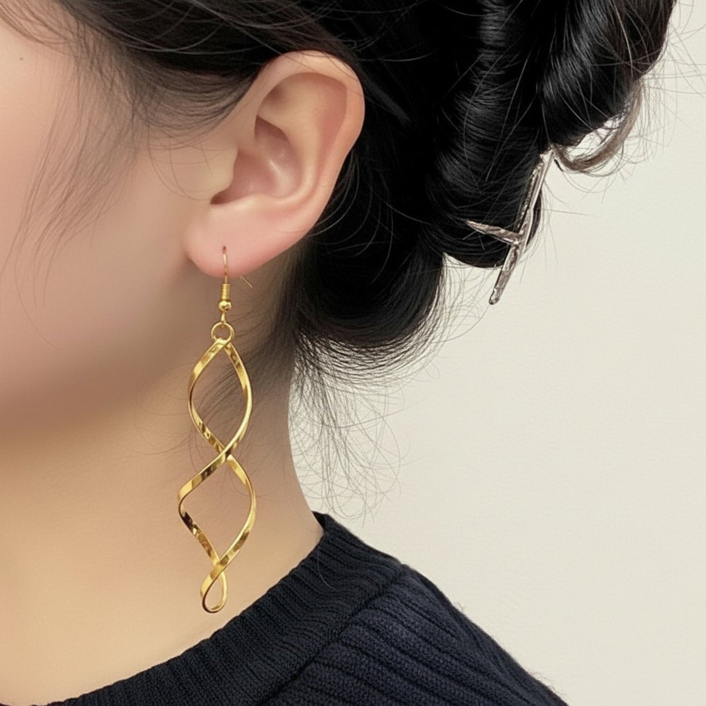Ohrhänger Spiralen Gold 9,5 cm Damenohrringe Ohrringe modern Karma