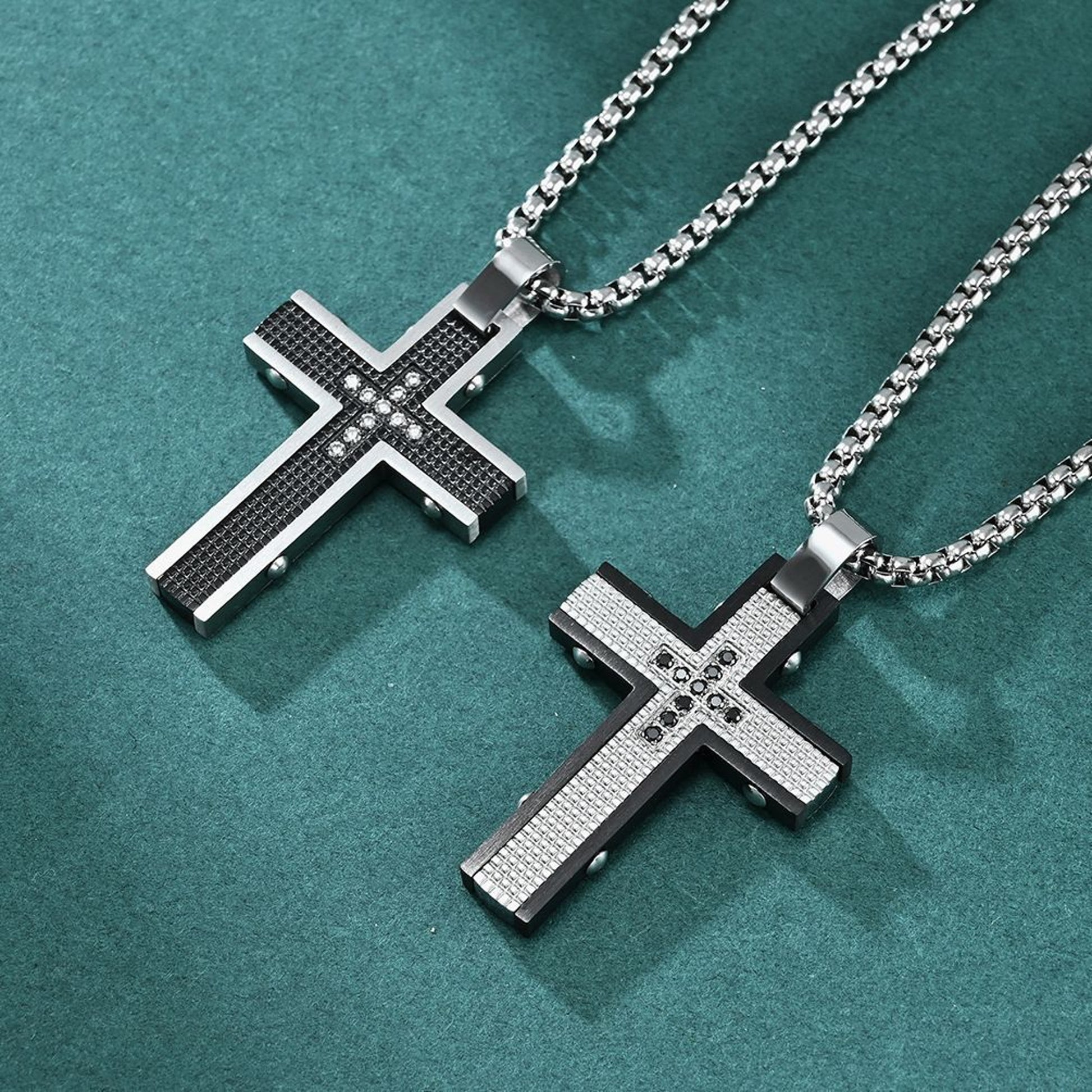 Halskette Kreuz Herren Schwarz 60 cm Herrenhalskette Edelstahl KARMA